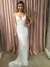 White  Sheath Spahgetti Straps Sequined Prom Dress LBQ0064